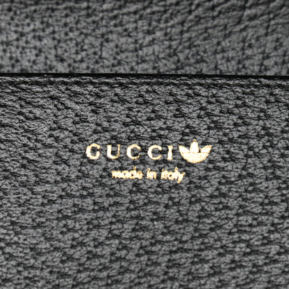 Gucci X ADIDAS Textured Dollar Calfskin Trefoil Embossed Wallet On Chain Off White Black 6 of 10