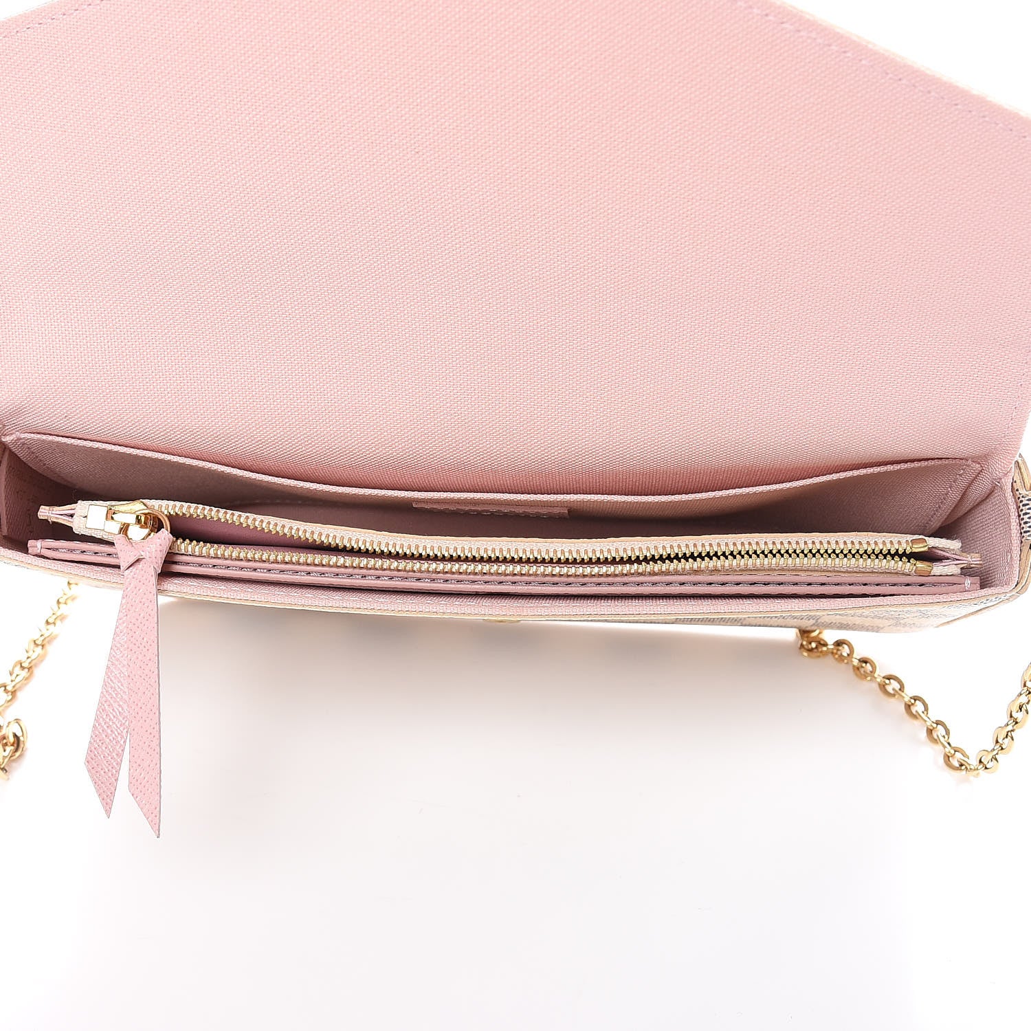 Louis Vuitton Damier Azur Pochette Felicie Chain Wallet Rose Ballerine 6 of 13