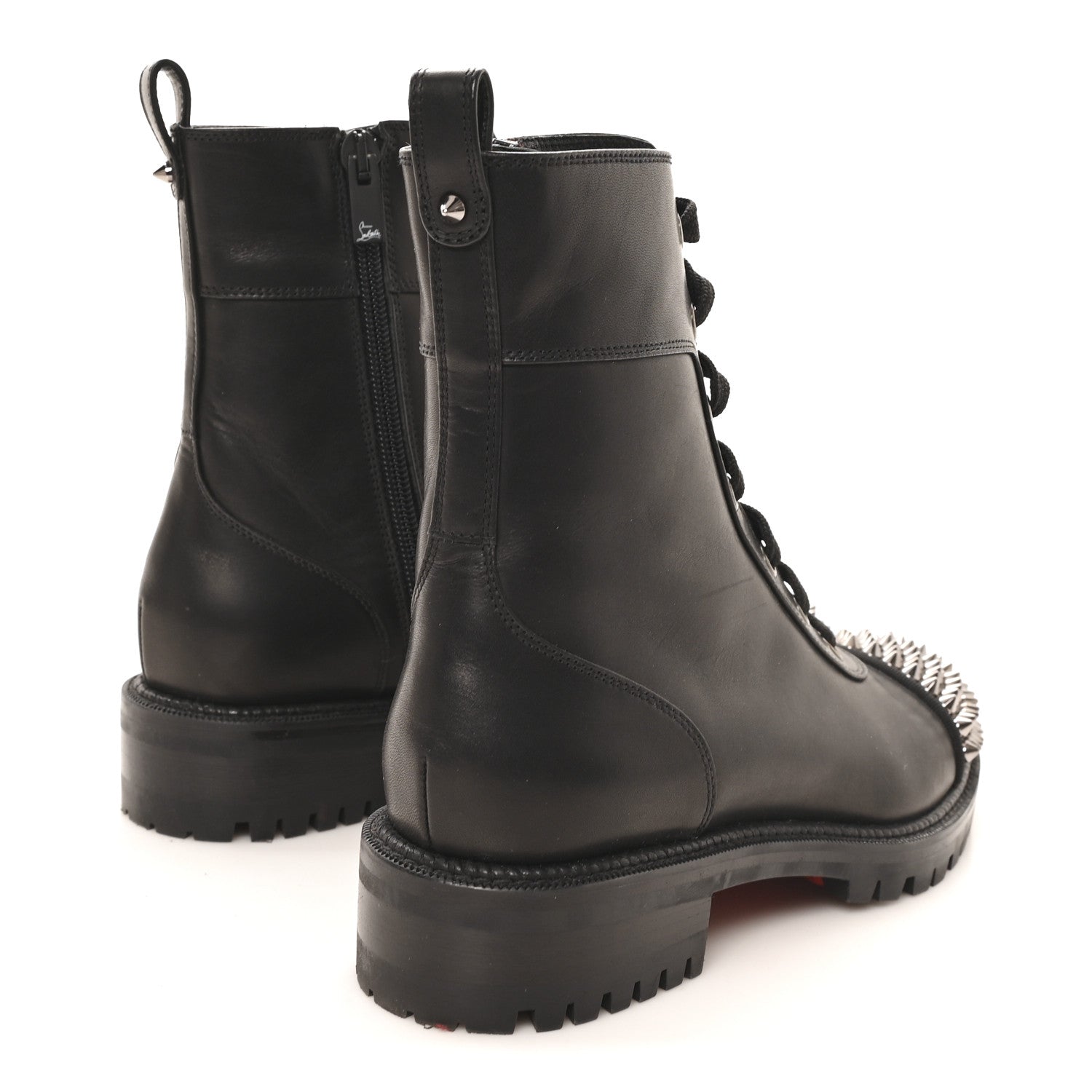 Christian Louboutin Calfskin Spikes TS Croc Flat Boots 35.5 Black 5 of 8