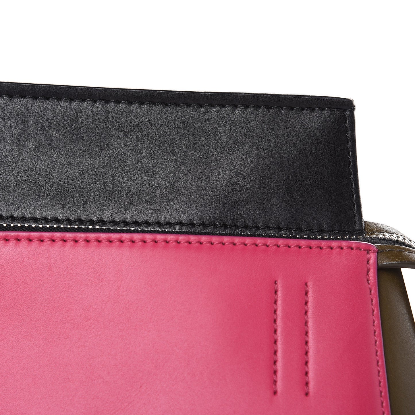 Smooth Calfskin Small Tri-Color Edge Shoulder Bag Fushia