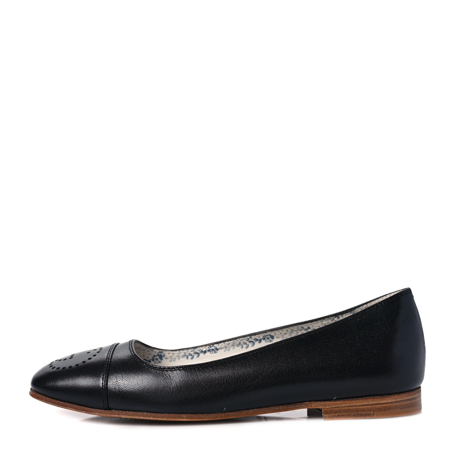 Gucci Goatskin Perforated Interlocking G Ballet Flats 36.5 Black 1 of 8