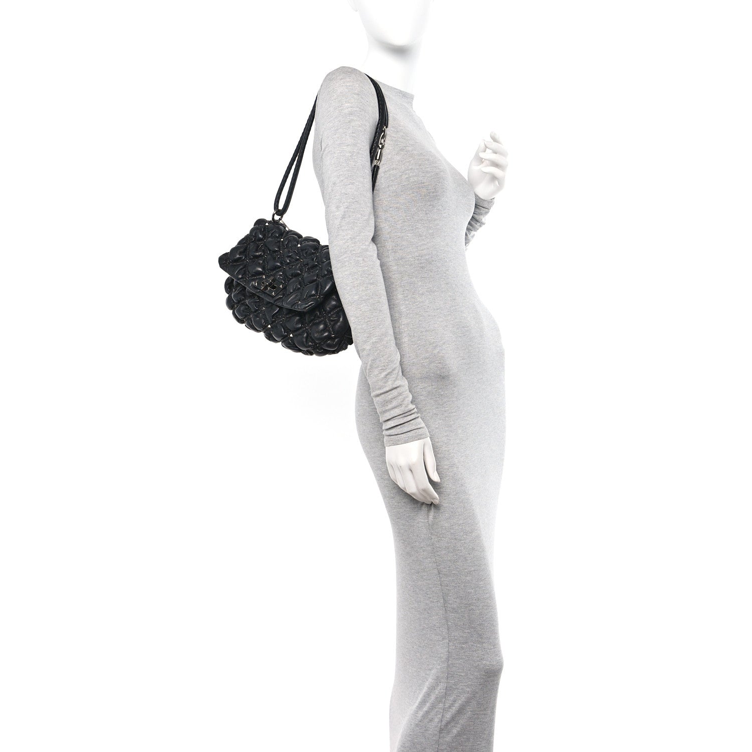 Valentino Garavani Nappa Medium Spikeme Shoulder Bag Black 2 of 11