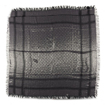Gucci Wool Silk Lurex GG Monogram Diamante Cavendish Square Shawl Grey 5 of 5