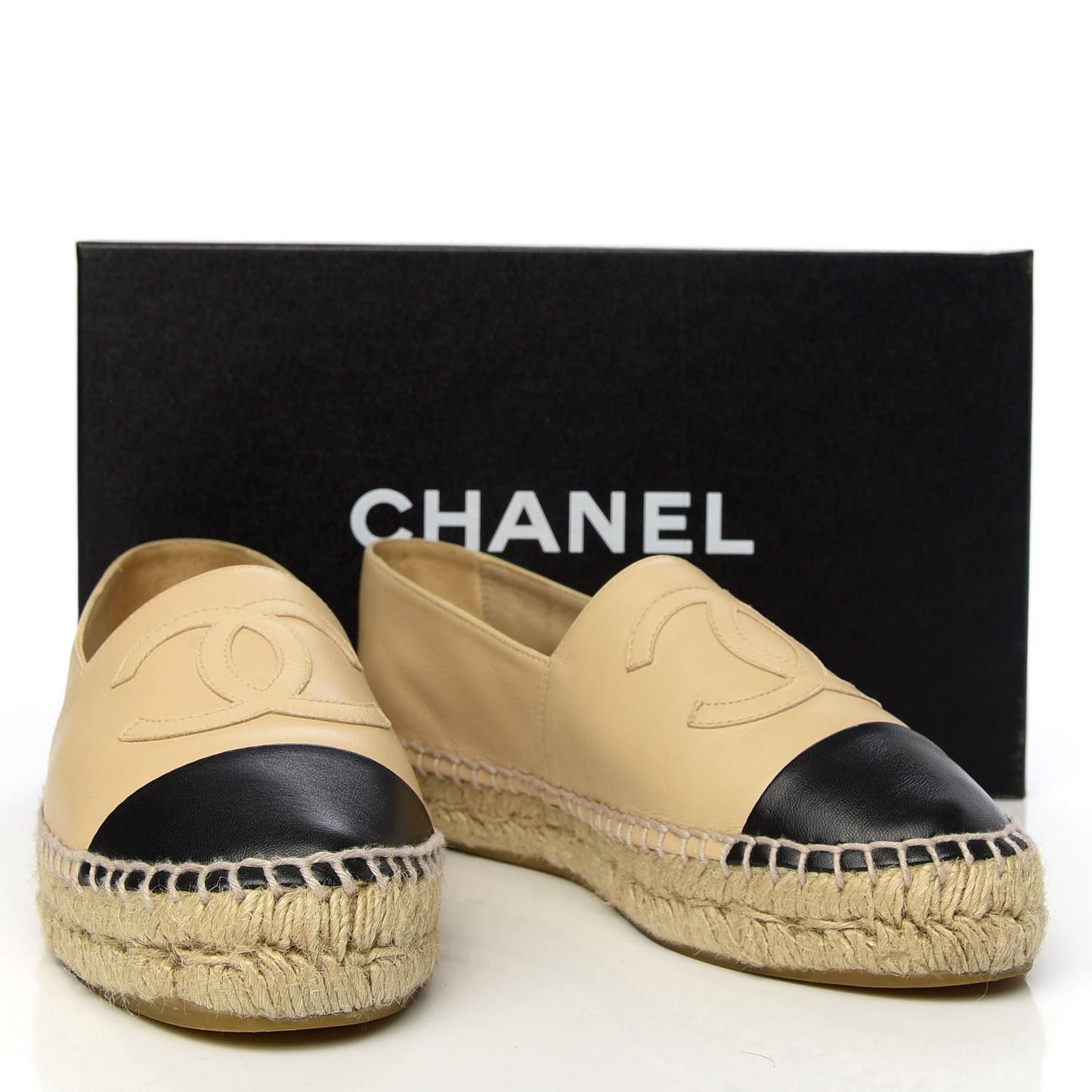 Lambskin CC Espadrilles 36 Beige Black