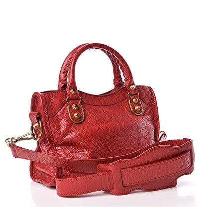 Balenciaga Agneau Gold Metallic Edge Hardware Mini City Rouge Rubis 3 of 10