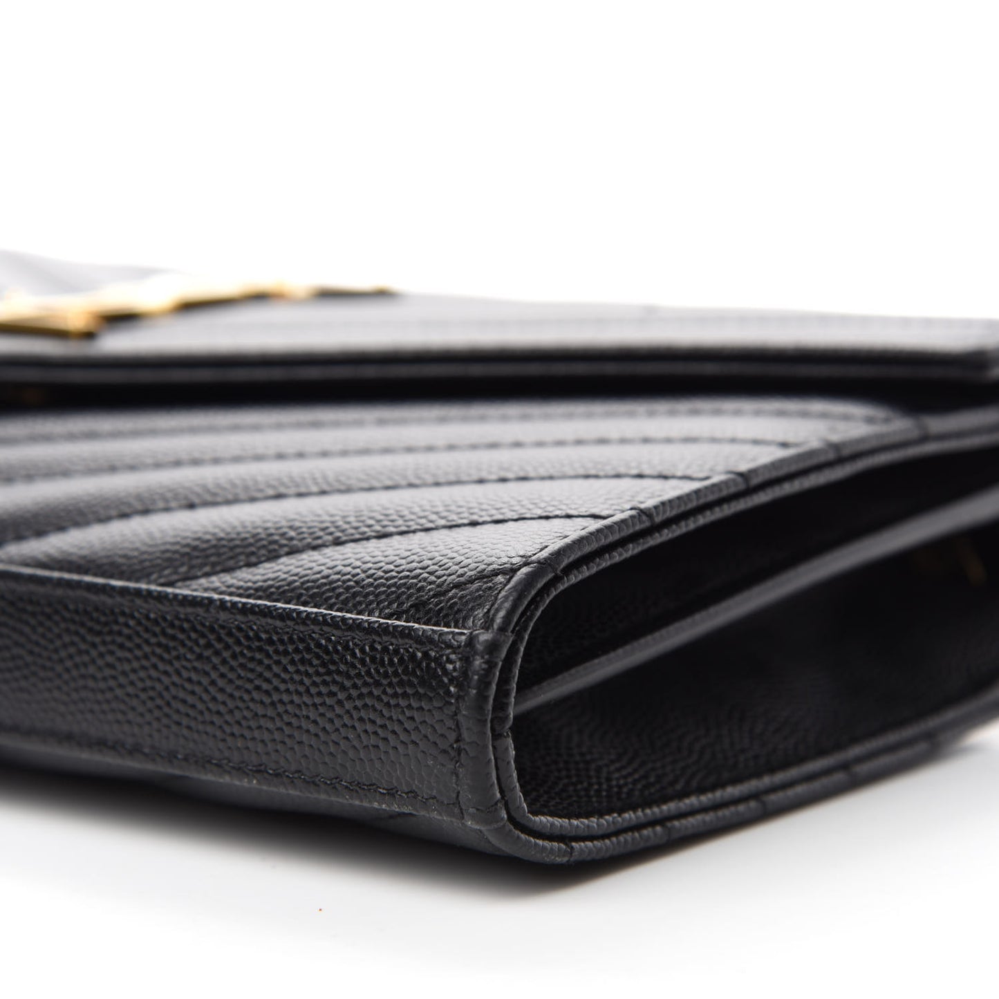 Grain De Poudre Matelasse Chevron Monogram Chain Wallet Black