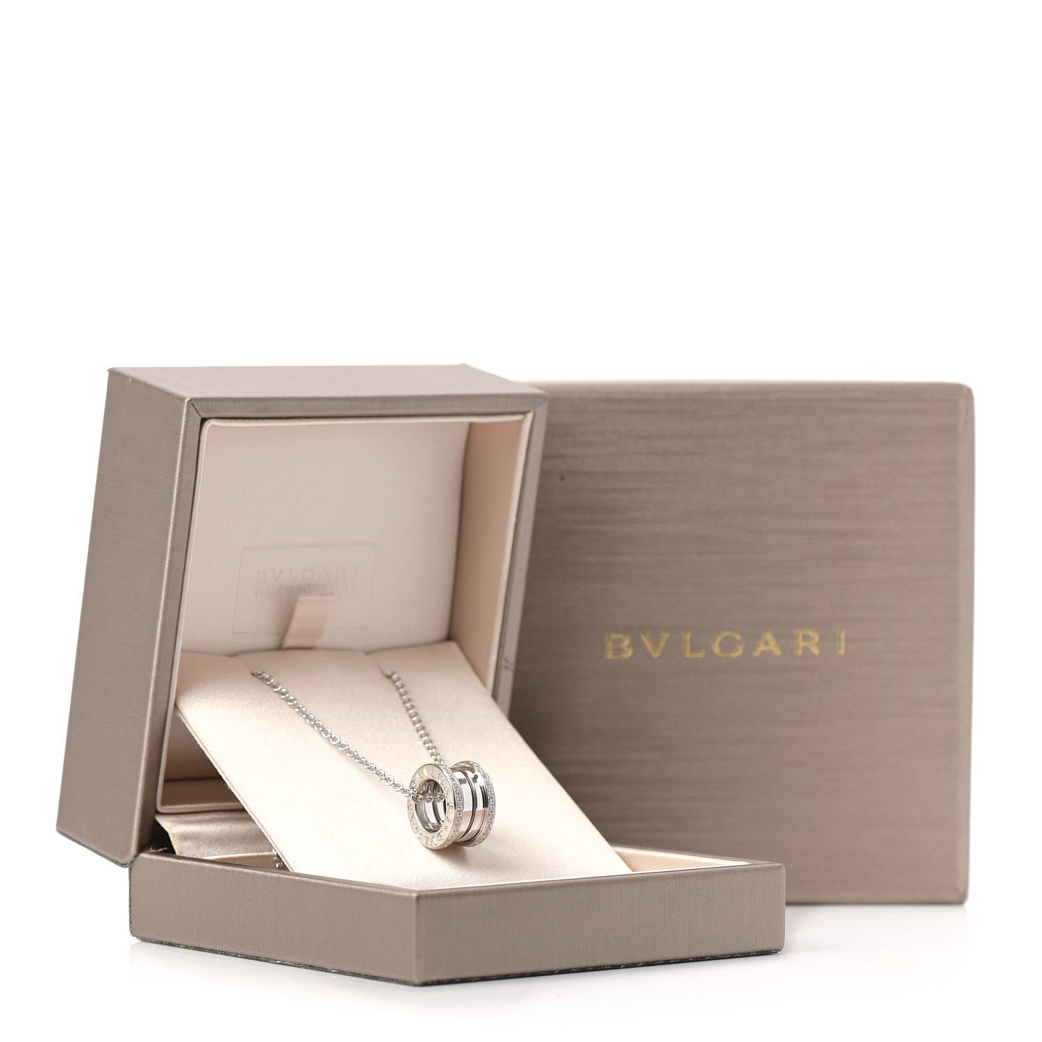 Bulgari 18K White Gold Diamond B.Zero1 Pendant Necklace 7 of 7