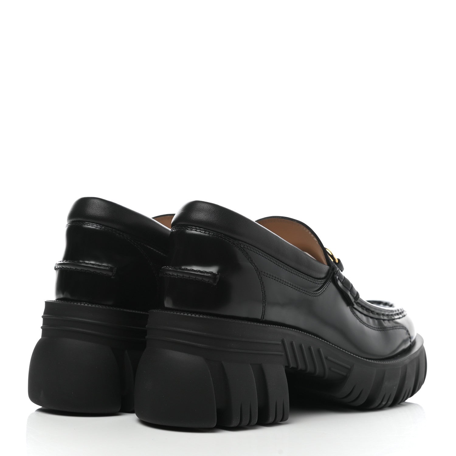 Gucci Magnum Calfskin Nappa Samoa Womens Horsebit Platform Chunky Lug Sole 40mm Loafers 39.5 Black 4 of 9