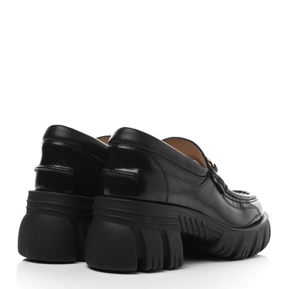 Gucci Magnum Calfskin Nappa Samoa Womens Horsebit Platform Chunky Lug Sole 40mm Loafers 39.5 Black 4 of 9