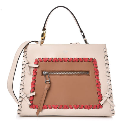 Fendi Vitello Century F is Fendi Whipstitch Bi-Color Small Runaway Satchel Camelia Orzo Multicolor 1 of 9