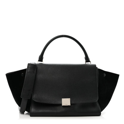 Celine Drummed Calfskin Suede Medium Trapeze Black 1 of 15