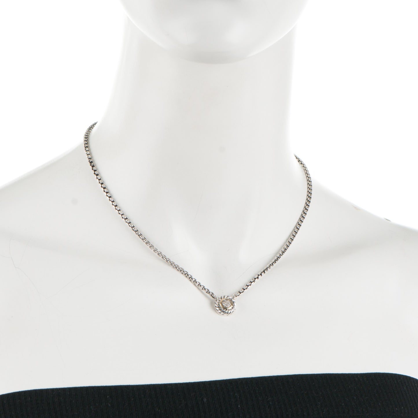 Sterling Silver 18K Yellow Gold Diamond 12mm Pave Cookie Necklace