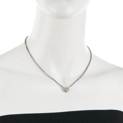 David Yurman Sterling Silver 18K Yellow Gold Diamond 12mm Pave Cookie Necklace 2 of 5