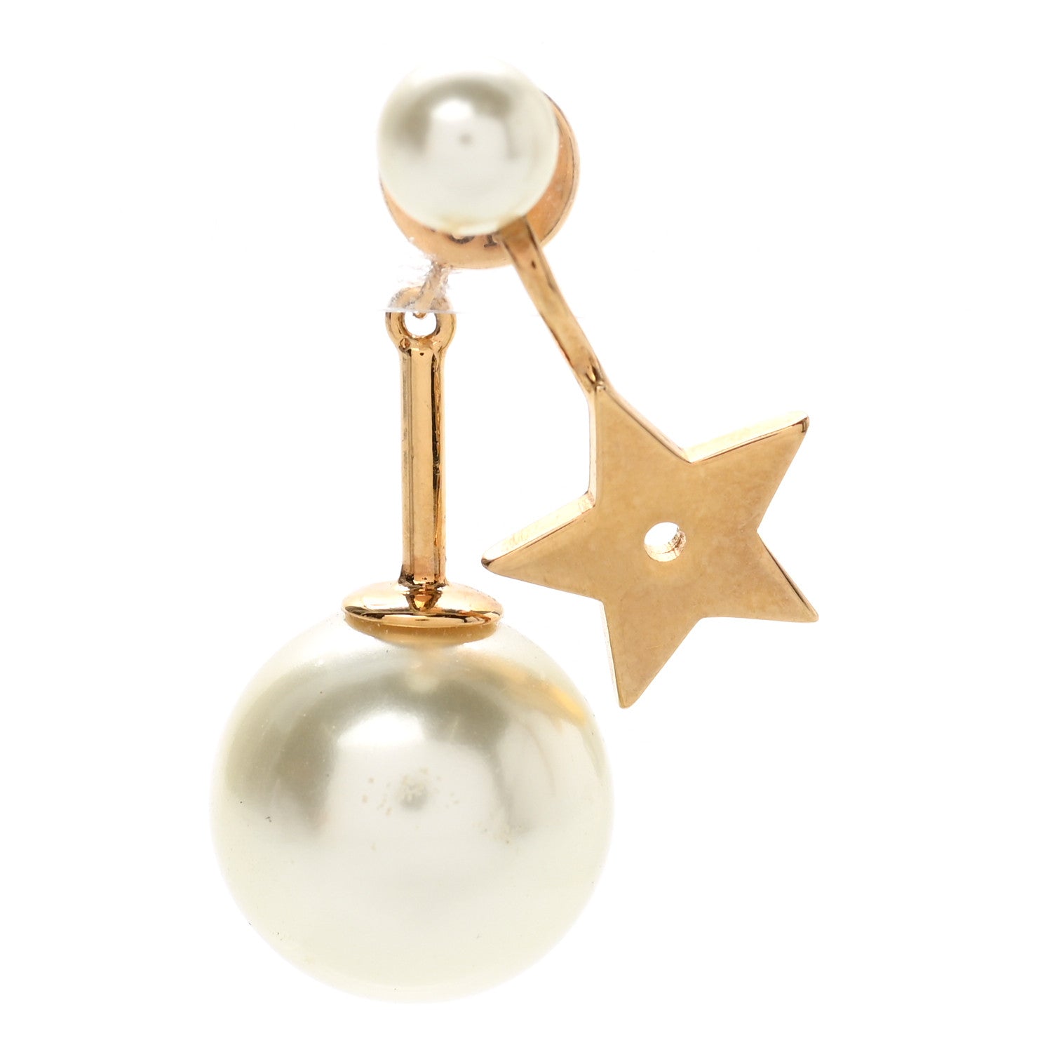 Christian Dior Pearl Strass My ABCDior Tribale Star Earring Aged Gold 1 of 4