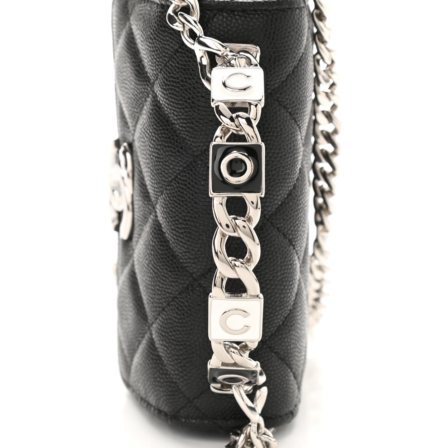 Caviar Quilted Pick Me Up Clutch With Chain Black