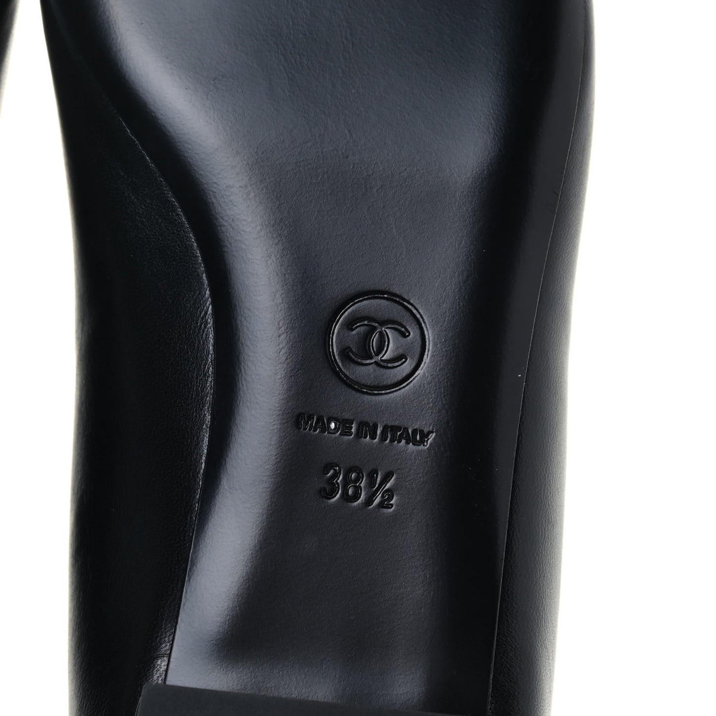 Lambskin Patent Cap Toe Camellia Ballerina Flats 38.5 Black