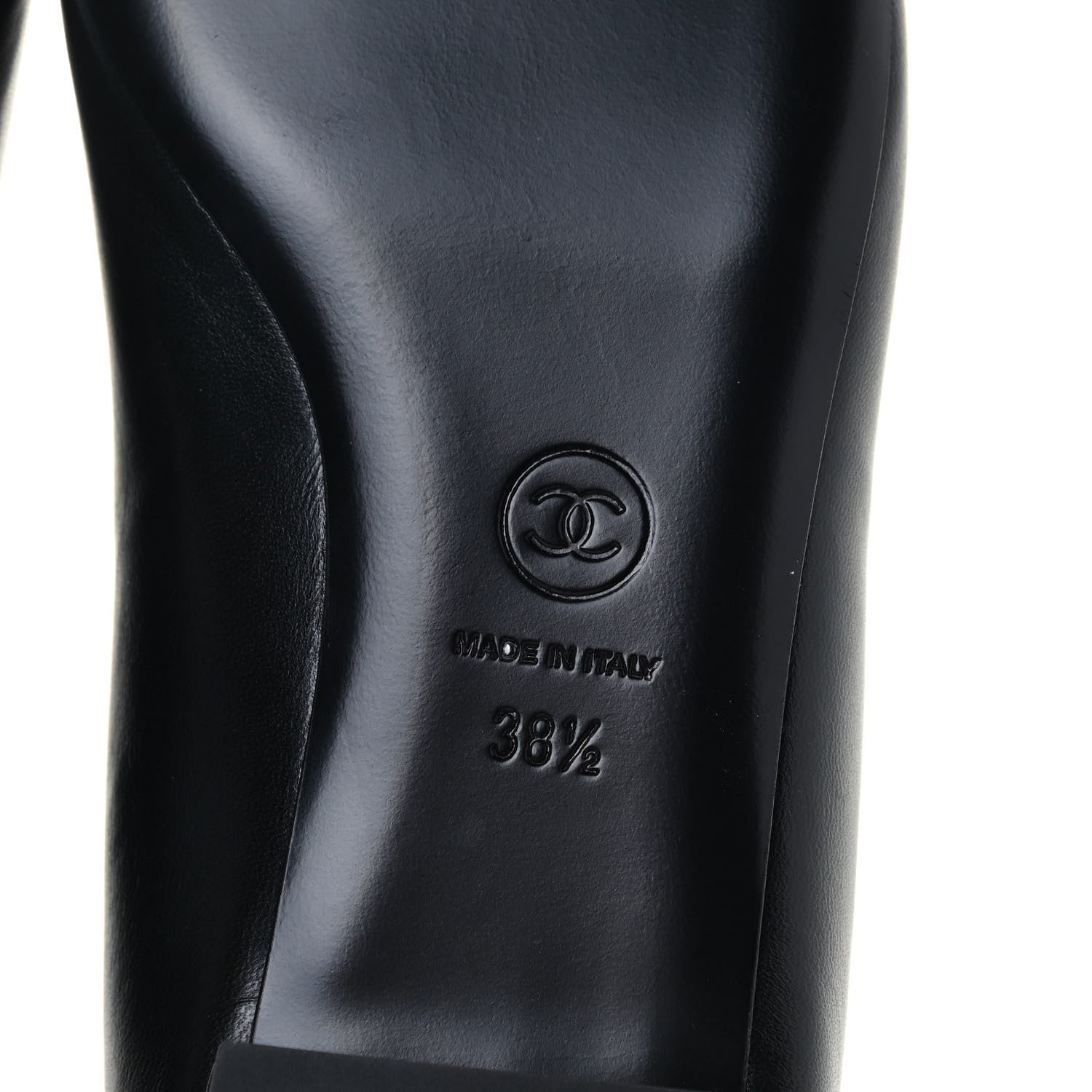 Chanel Lambskin Patent Cap Toe Camellia Ballerina Flats 38.5 Black 5 of 7