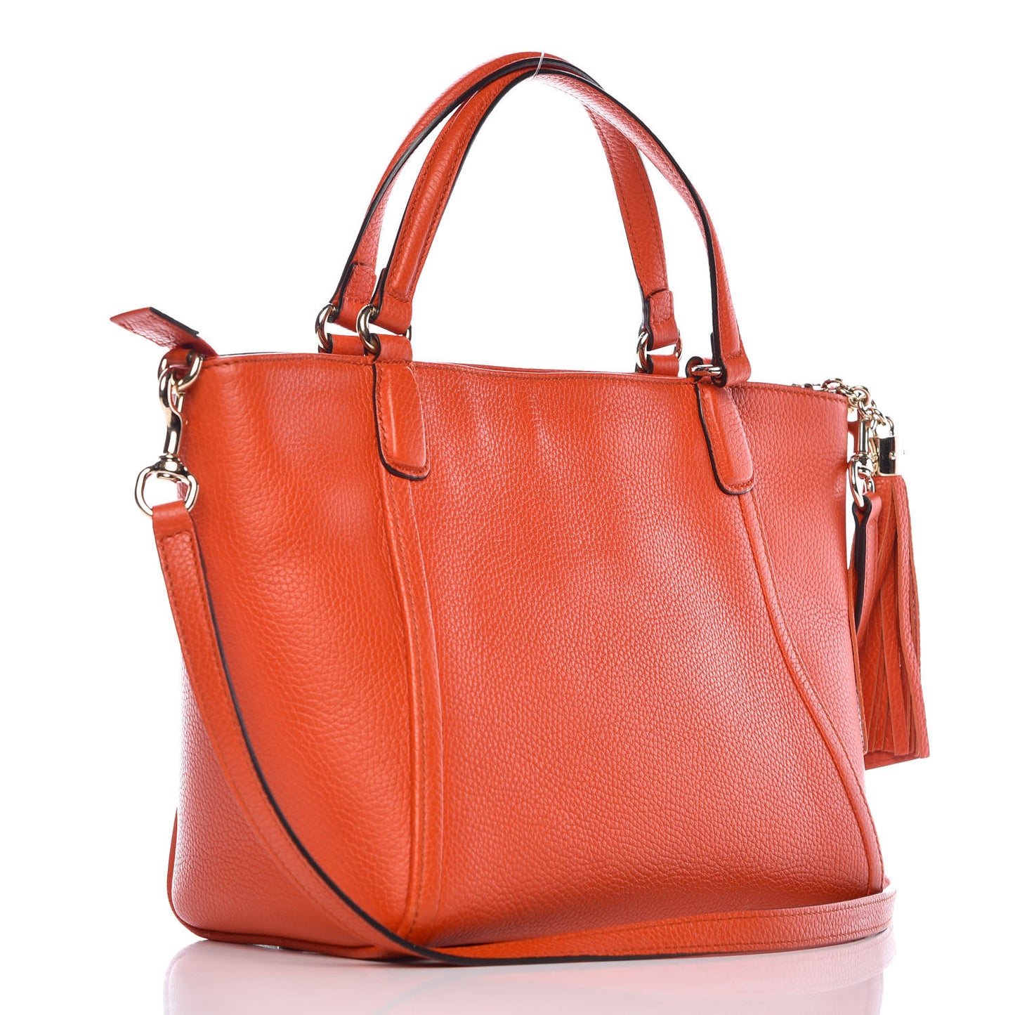Pebbled Calfskin Small Soho Top Handle Bag Sun Orange