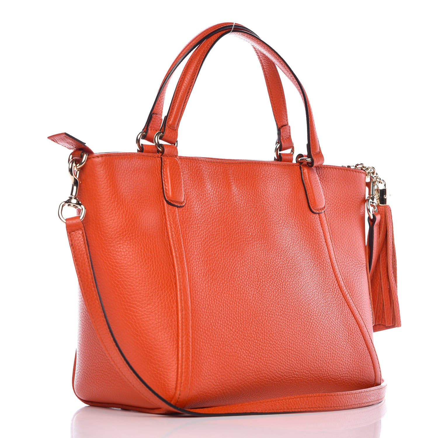 Gucci Pebbled Calfskin Small Soho Top Handle Bag Sun Orange 4 of 12
