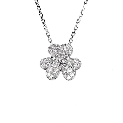 Van Cleef & Arpels 18K White Gold Diamond Small Frivole Pendant Necklace 4 of 8