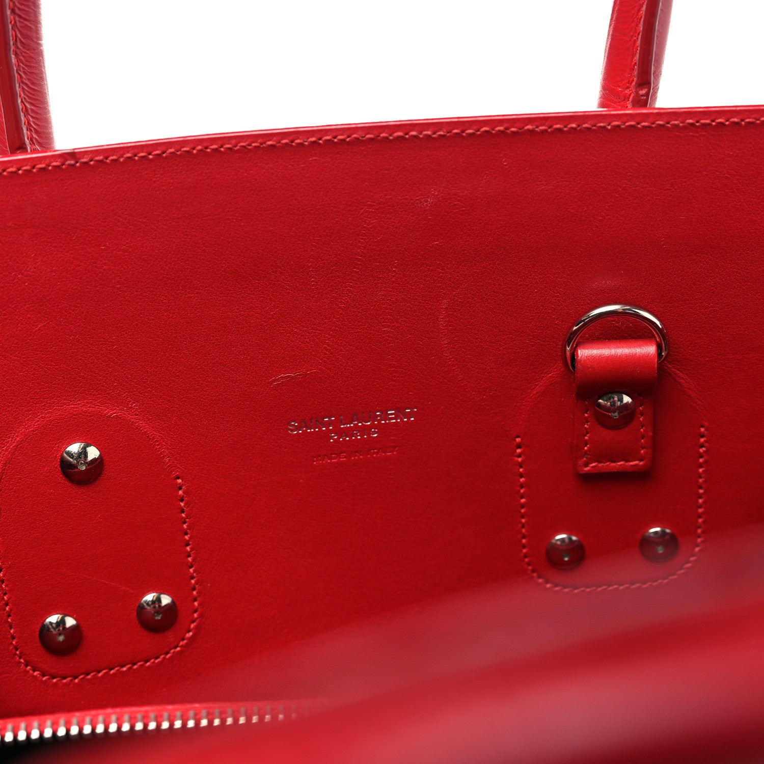 Saint Laurent Calfskin Crocodile Embossed Small Sac De Jour Eros Red 13 of 15