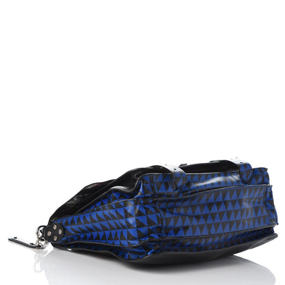 Proenza Schouler Calfskin Large PS1 Triangle Print Satchel Blue Black 5 of 11