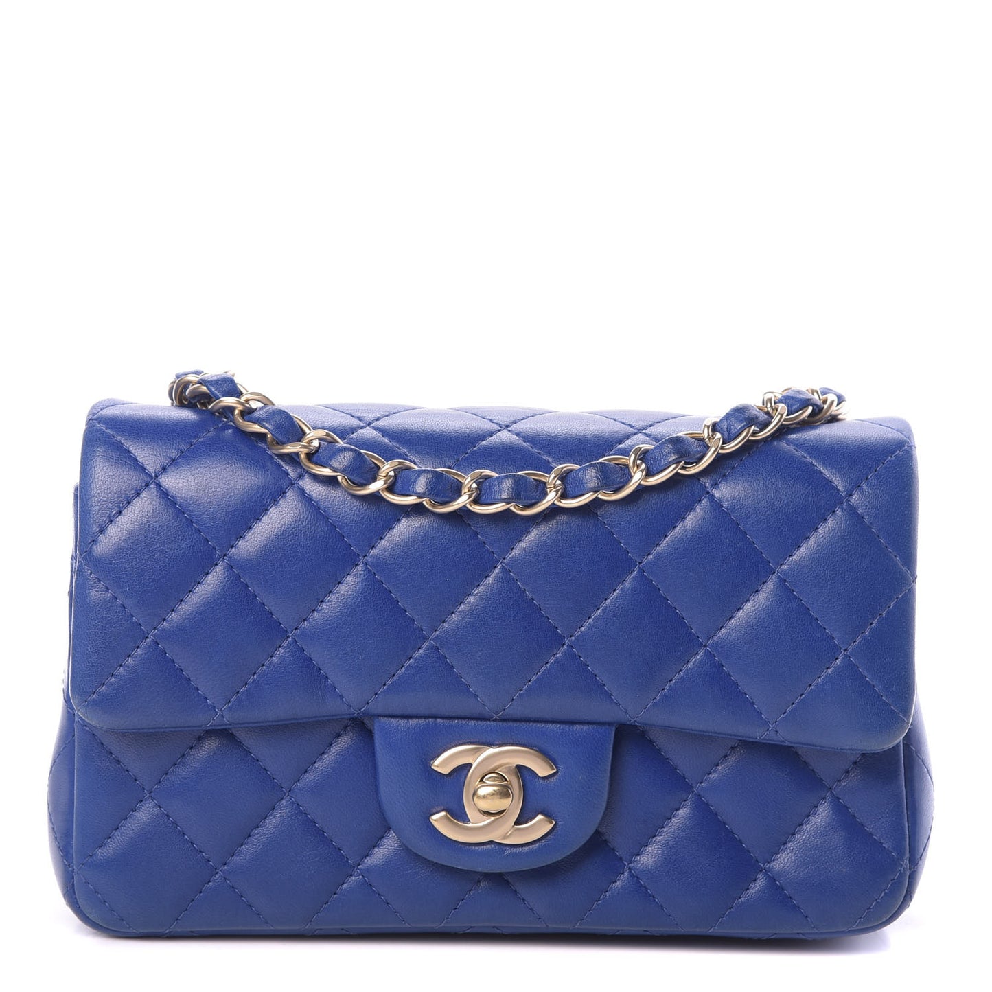 Lambskin Quilted Mini Rectangular Flap Royal Blue