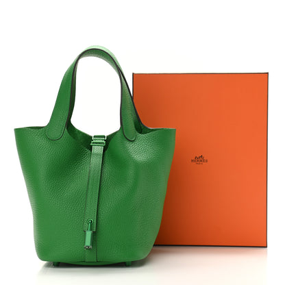 Hermes Taurillon Clemence Monochrome Picotin Lock 18 PM Bambou 10 of 10