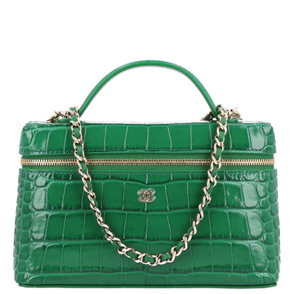 Chanel Calfskin Crocodile Embossed Crococo Exoticoco Vanity With Chain Green 1 of 10