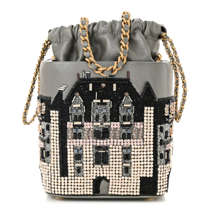 Chanel Metallic Lambskin Crystal Metiers D'Art Chateau de Chenonceau Bucket Bag Grey 1 of 10