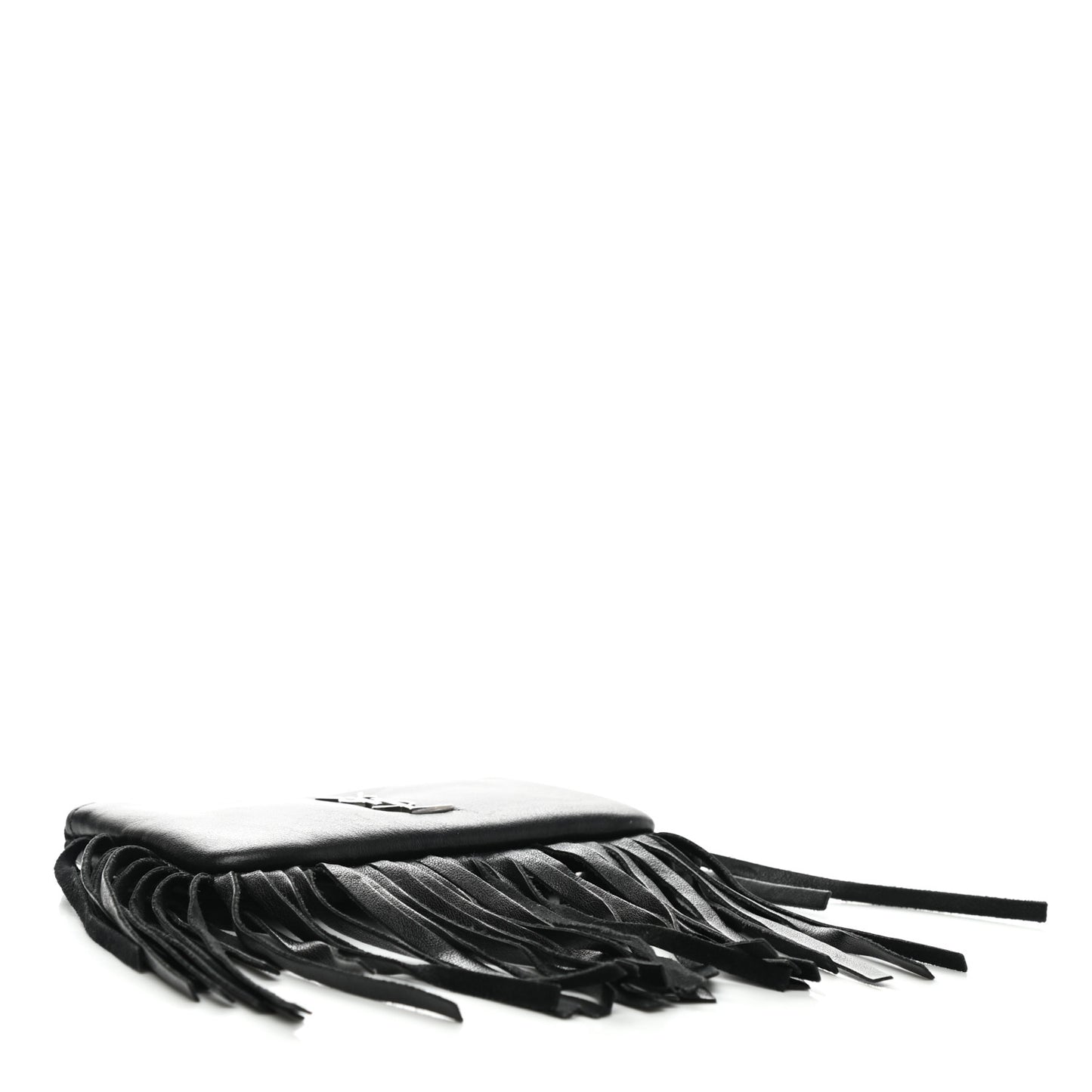 Calfskin Monogram Small Fringe Key Pouch Black