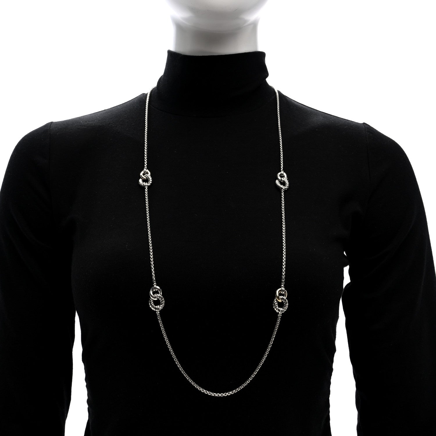 David Yurman Sterling Silver 18K Yellow Gold Belmont Station Necklace 2 of 4