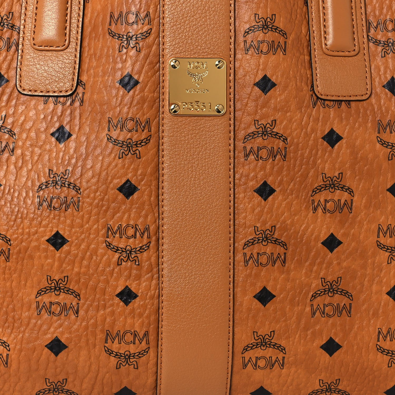 MCM Visetos Medium Liz Reversible Shopper Tote Cognac 7 of 20