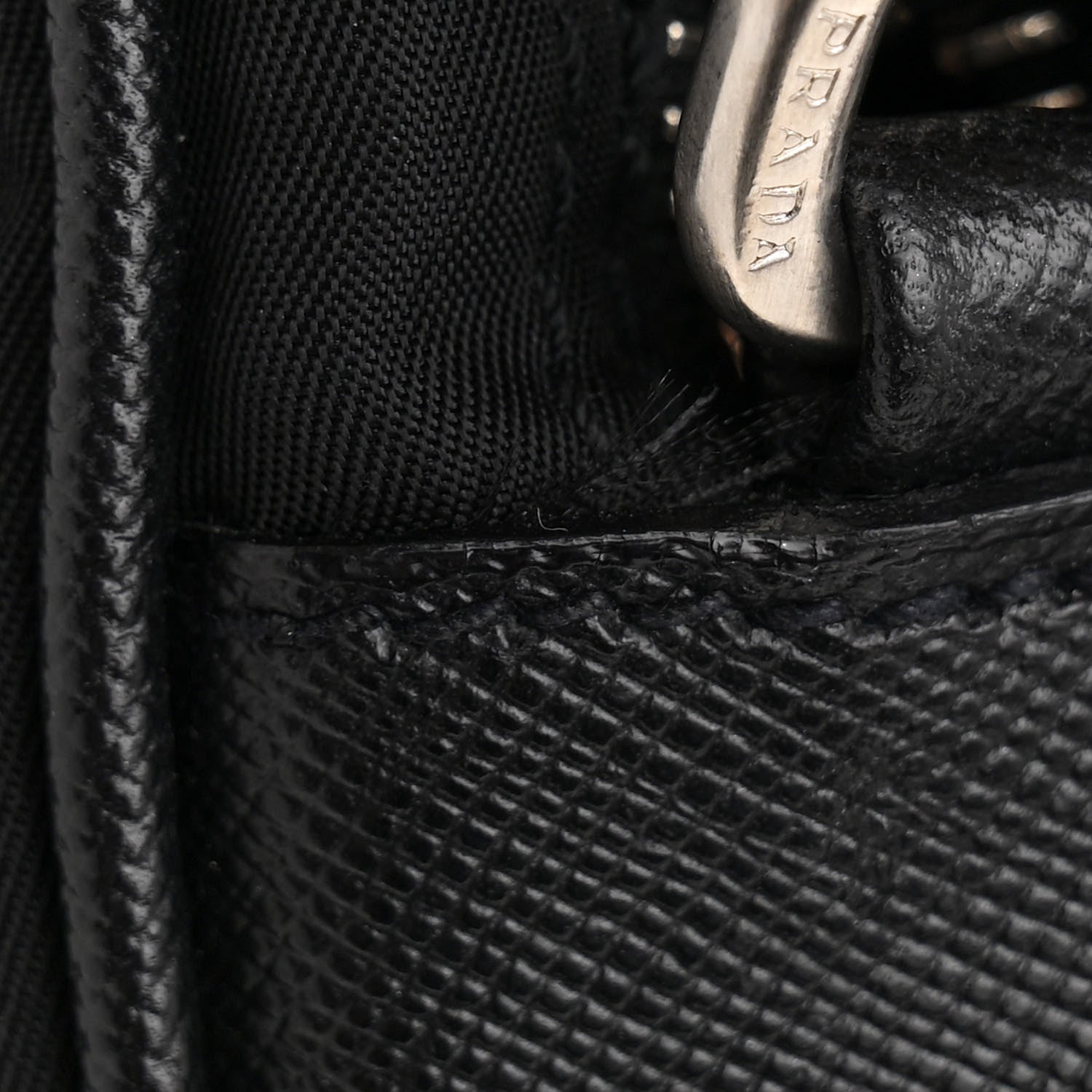 Prada Nylon Vela Saffiano Shoulder Bag Black 10 of 11