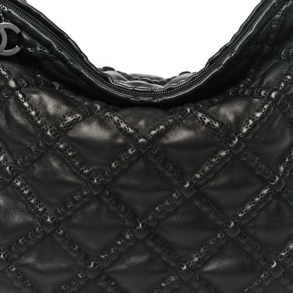 Chanel Quilted Lambskin Hidden Chain Hobo Black 8 of 11