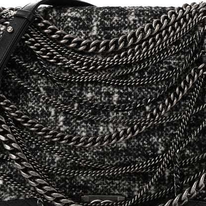 Chanel Calfskin Tweed Enchained XL Boy Flap Black 8 of 10