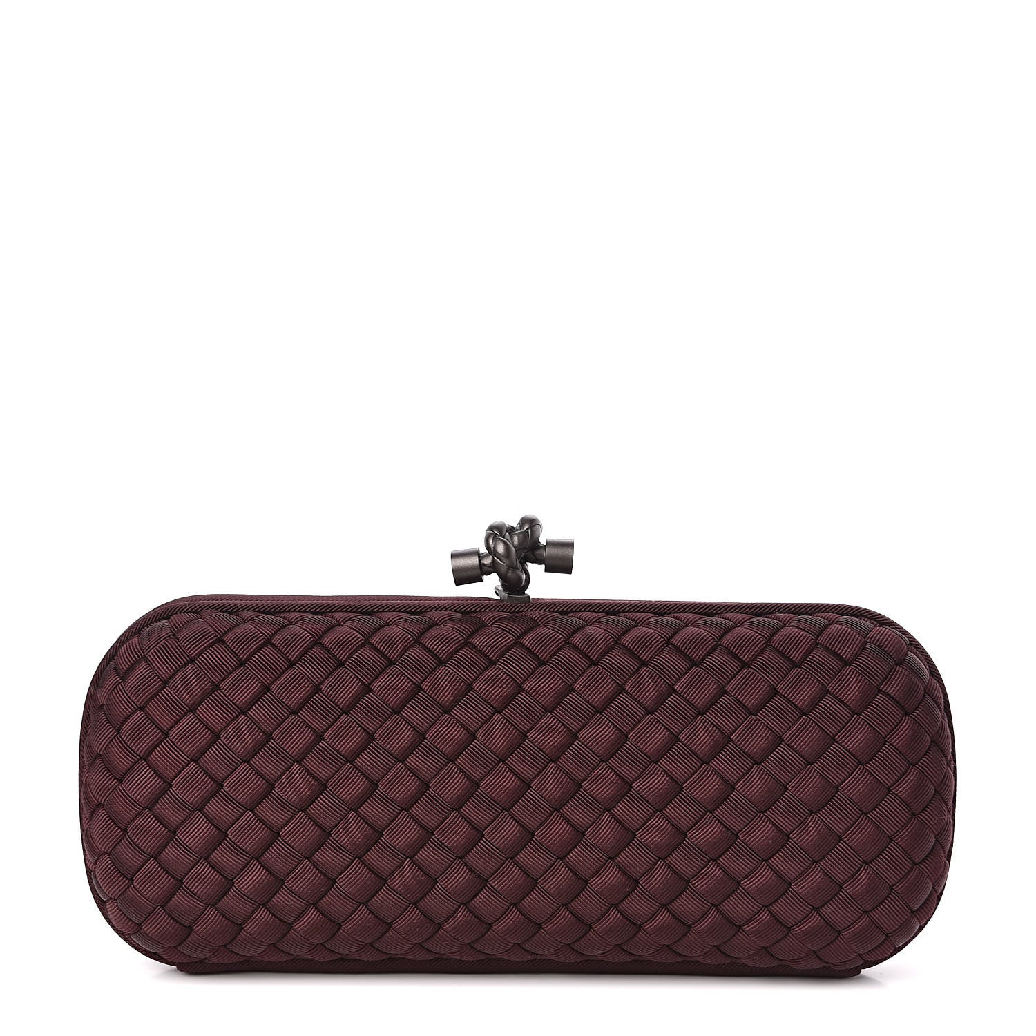 Bottega Veneta Silk Faille Intrecciato Knot Clutch Burgundy 1 of 7