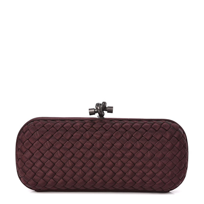 Bottega Veneta Silk Faille Intrecciato Knot Clutch Burgundy 1 of 7
