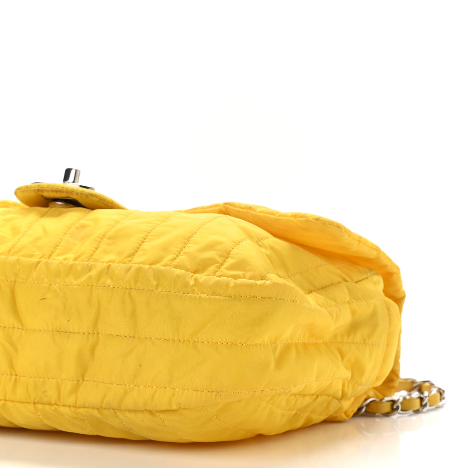Chanel Nylon Vertical Quilted Jumbo Flap Yellow 11 of 16