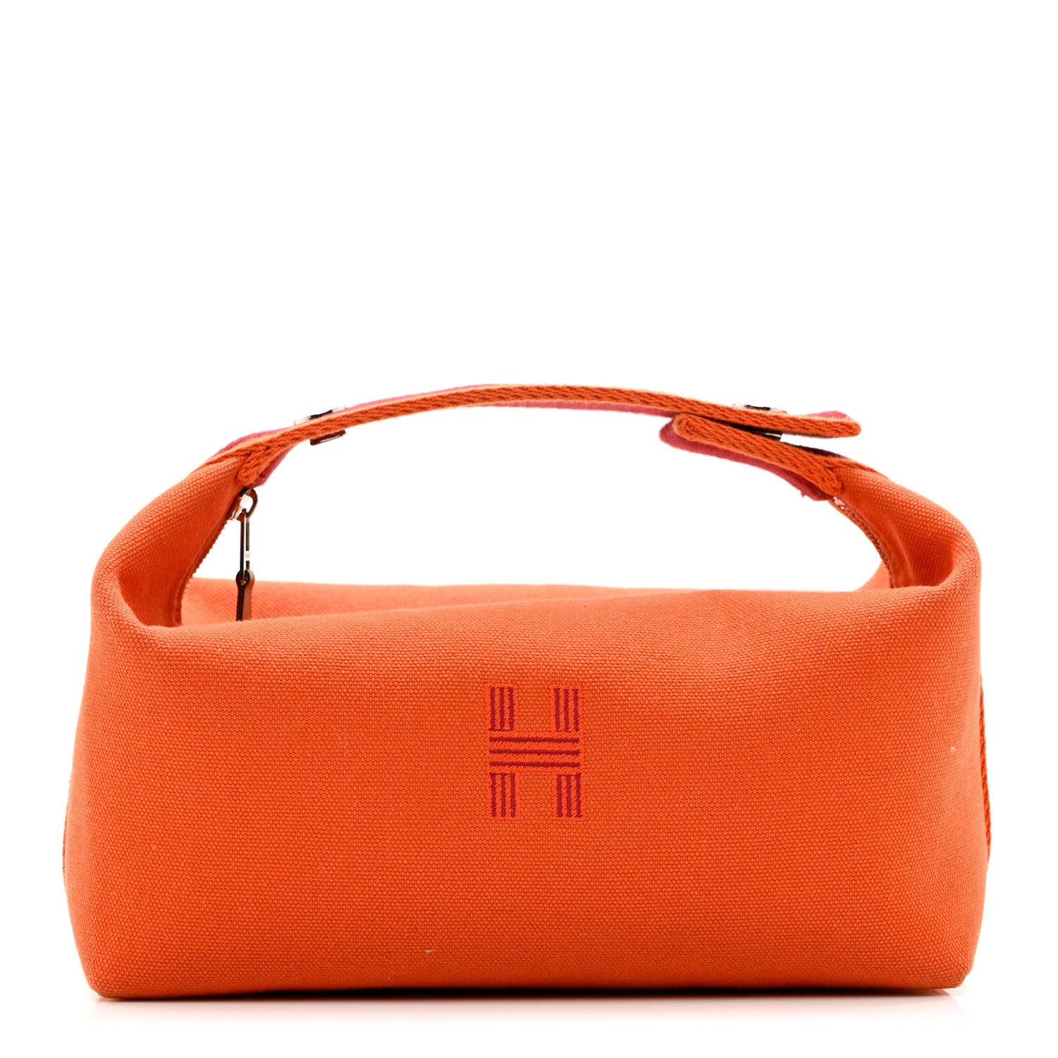 Hermes Canvas Small Bride-A-Brac Pouch Orange Burgundy 1 of 8