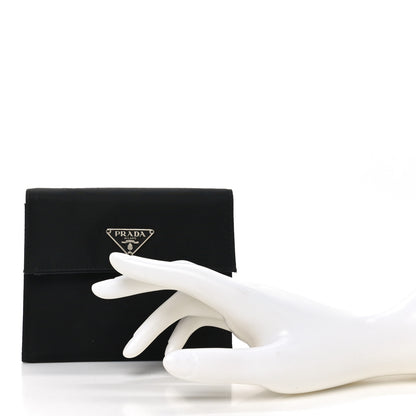 Prada Tessuto Nylon Saffiano Tri-Fold Compact Wallet Black 2 of 6