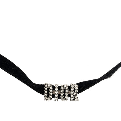 Christian Dior Velvet Crystal DIOR Choker Necklace Black 1 of 5