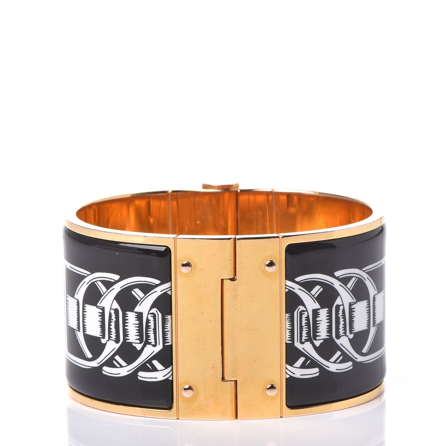 Enamel Printed Extra Wide Balades Equestres Hinged Bracelet S Positif Negatif