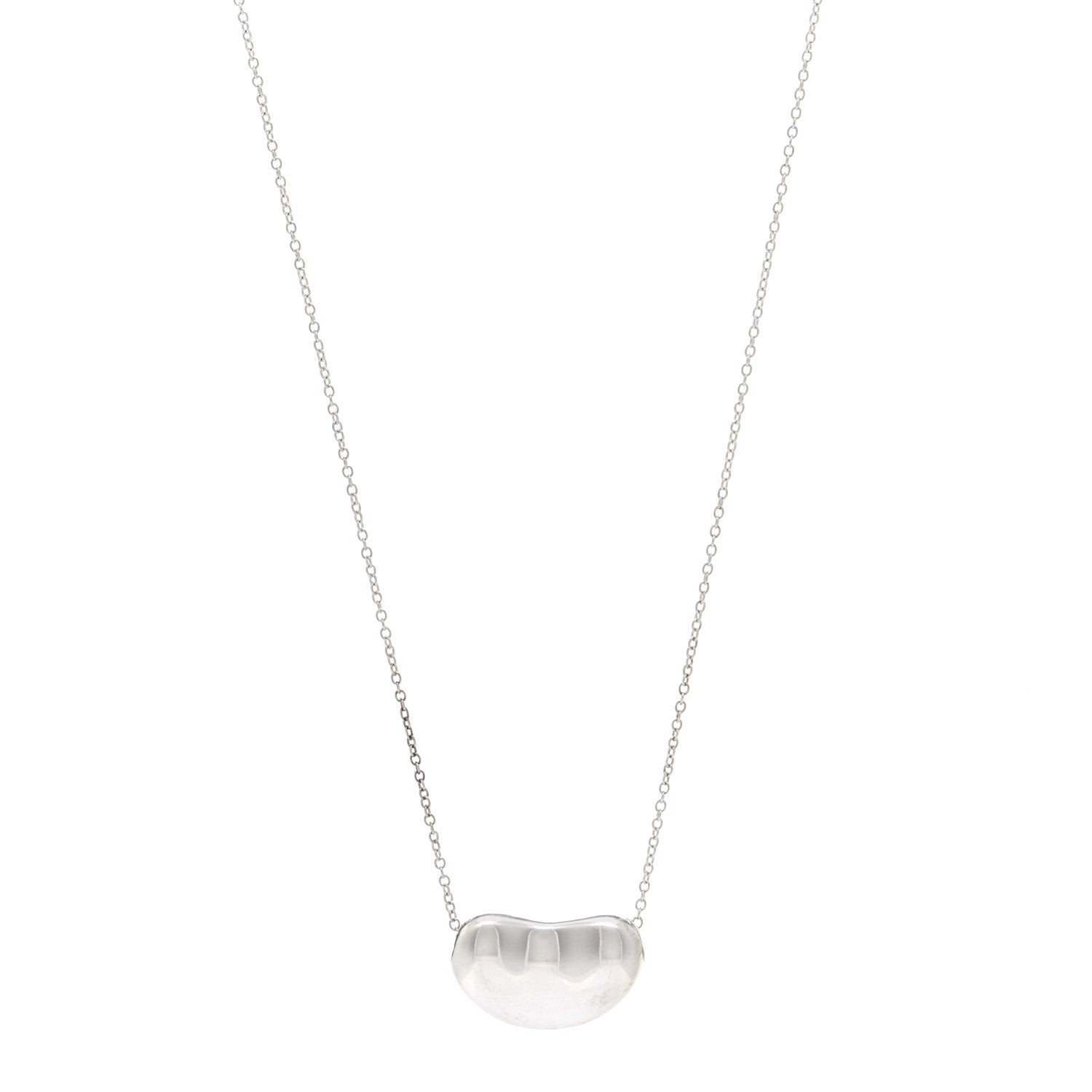 Tiffany Sterling Silver 19mm Elsa Peretti Bean Pendant Necklace 1 of 4