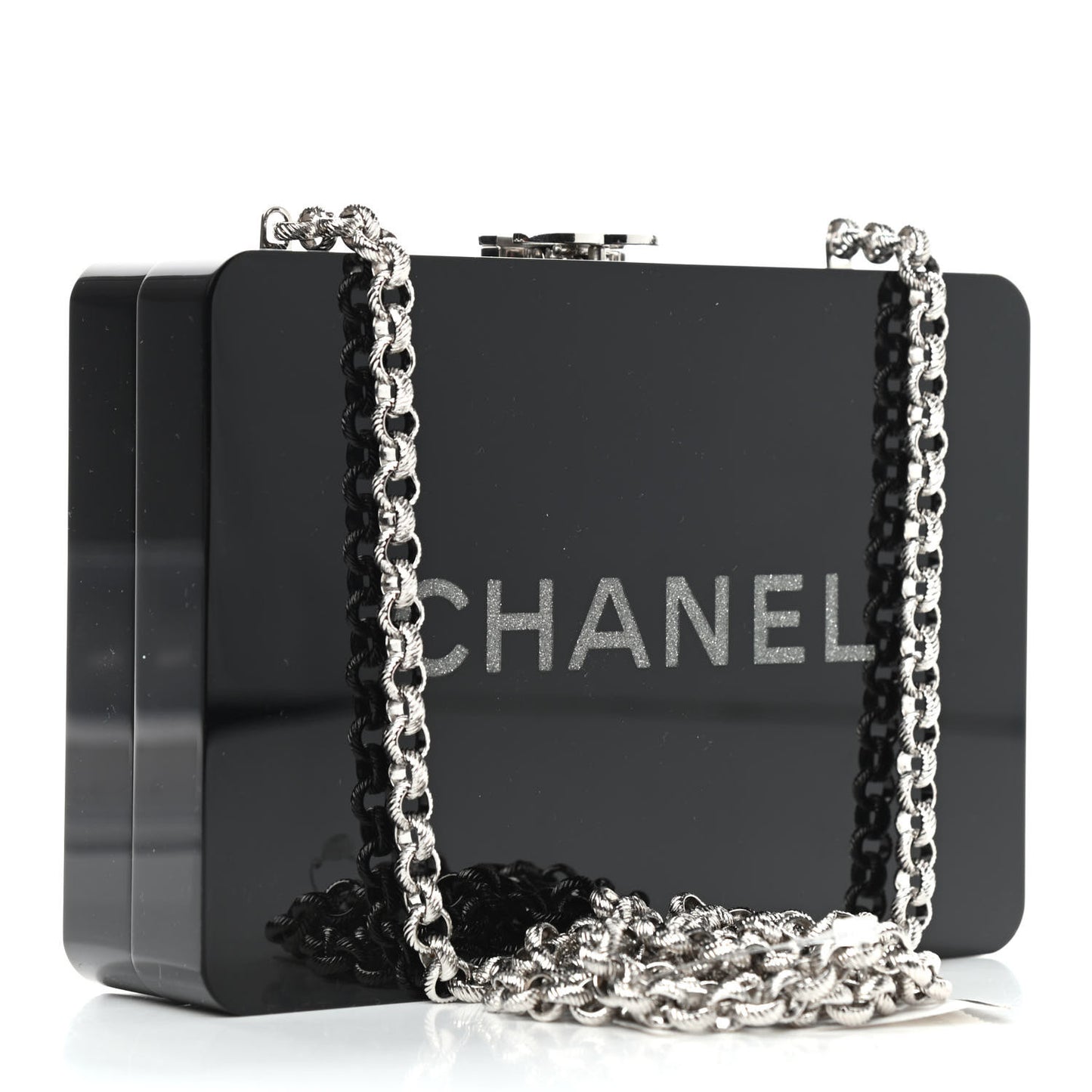 Plexiglass Crystal Minaudiere Clutch Black