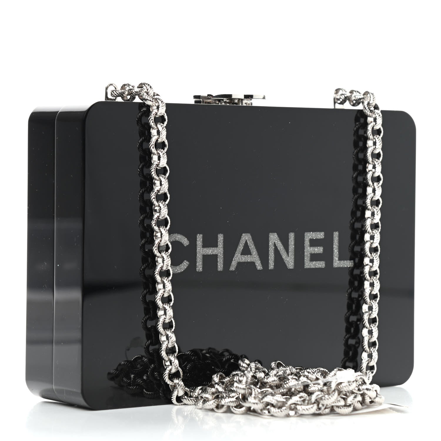 Chanel Plexiglass Crystal Minaudiere Clutch Black 2 of 8