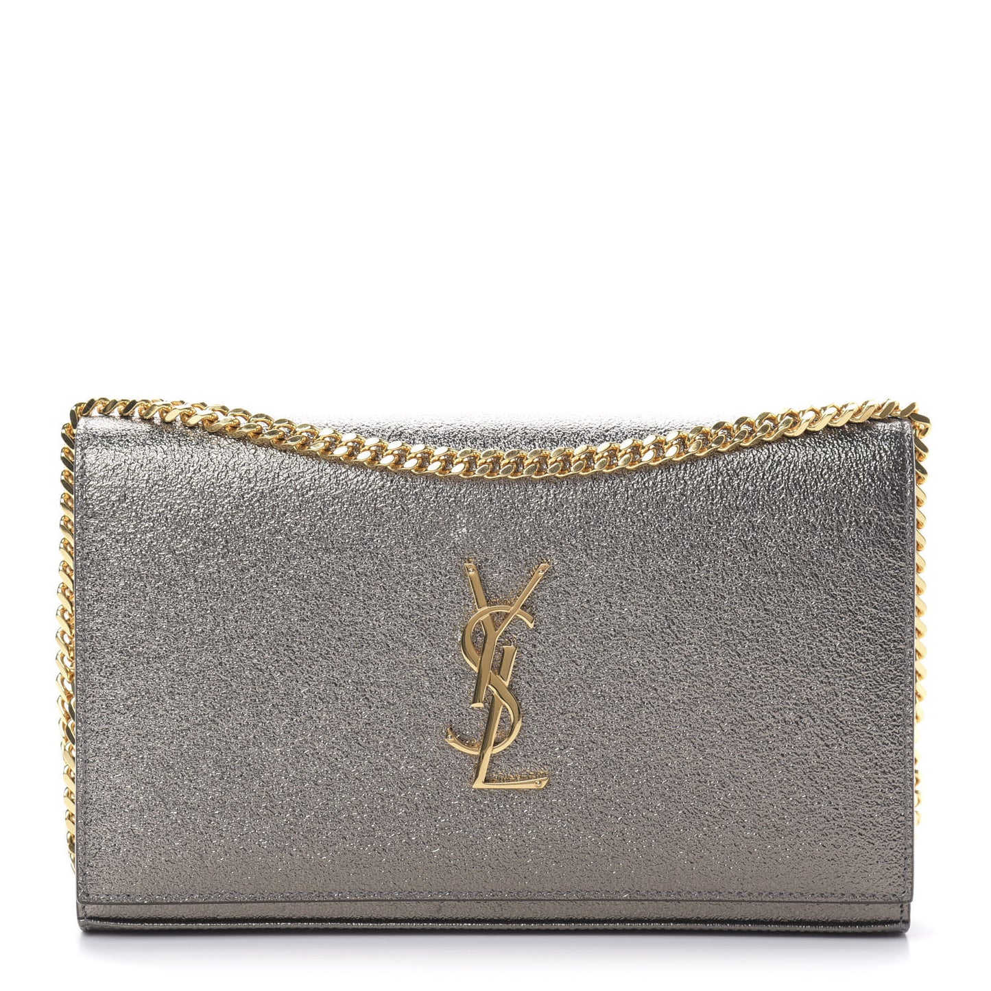 Grained Metallic Calfskin Monogram Chain Wallet Bronze