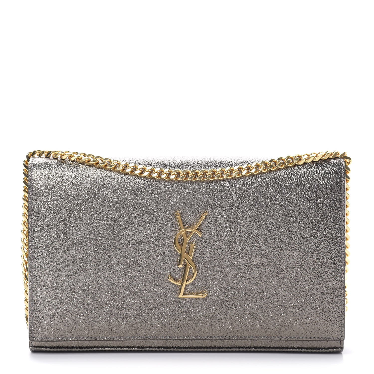 Saint Laurent Grained Metallic Calfskin Monogram Chain Wallet Bronze 1 of 13