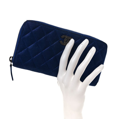 Chanel Iridescent Calfskin Quilted Long Zip Around Wallet Blue 2 of 11