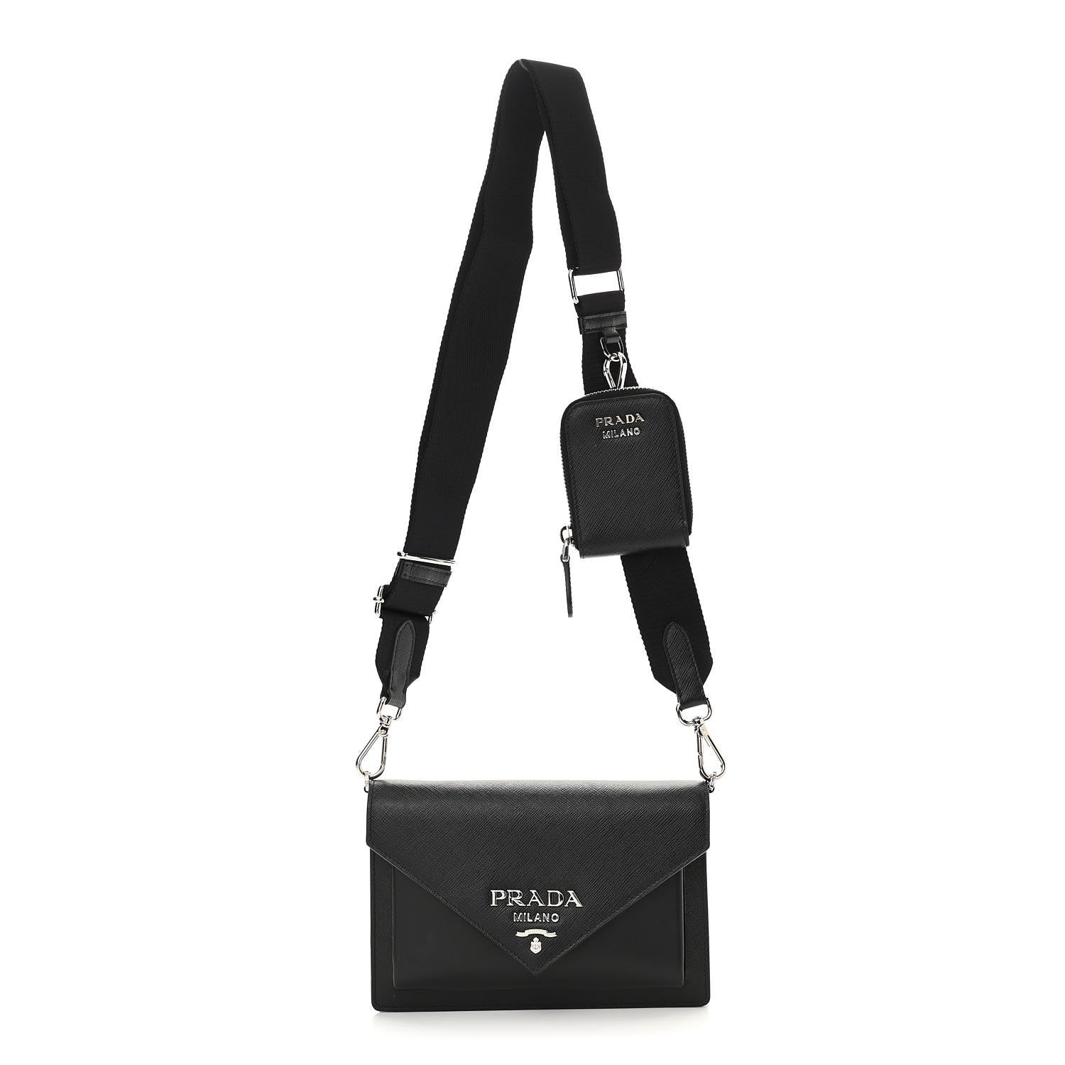 Prada Saffiano City Calf Mini Envelope Bag Black 1 of 9